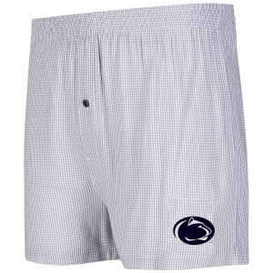 Oxford Gingham print men’s boxers with embroidered Athletic Logo on left leg
